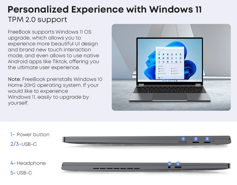 CHUWI FreeBook Laptop i3-1215U / N150 Processor 13.5" IPS Screen 2 In 1 Laptop Tablet PC 12GB RAM 512GB SSD Support Stylus