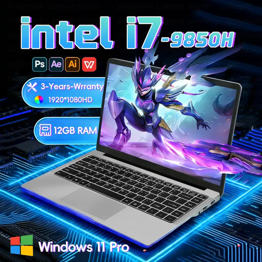 14.1" Inch Intel Core i7 9850H 12GB RAM 512GB 1TB 2TB SSD Laptop Windows 11 Notebook PC Office Study Gaming la