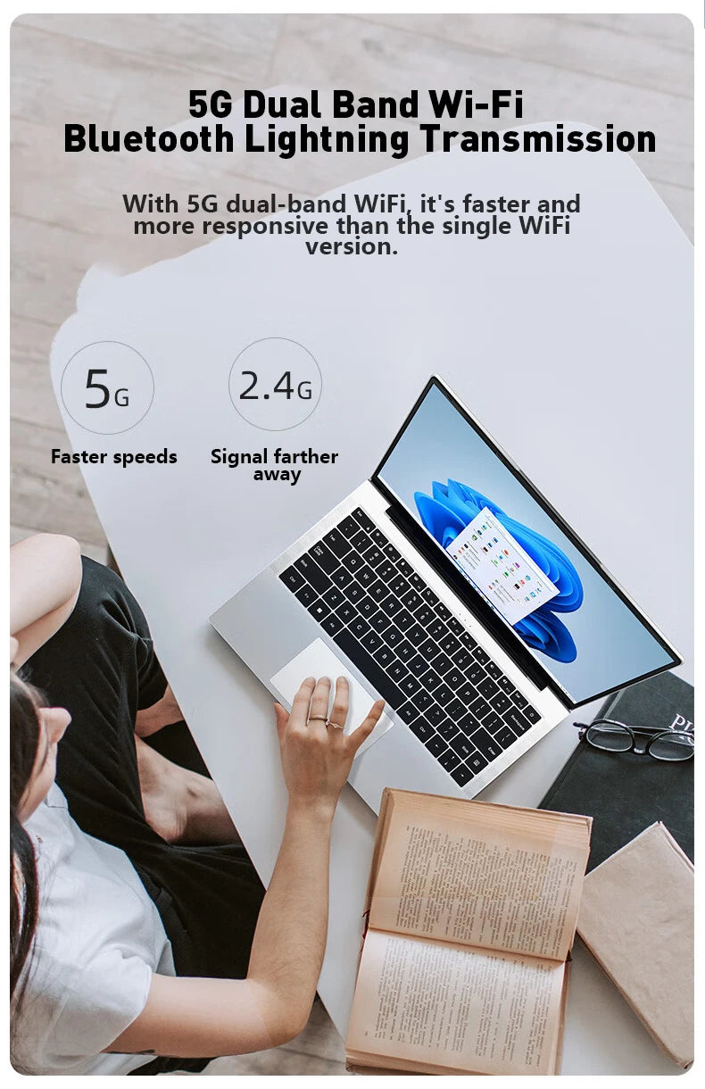 LENO Ultra Slim 14.1"Laptop 16GB RAM 2TB SSD Windows 11 Intel N3700 Notebook Gamer 1920*1080  Display Office Study Computer PC