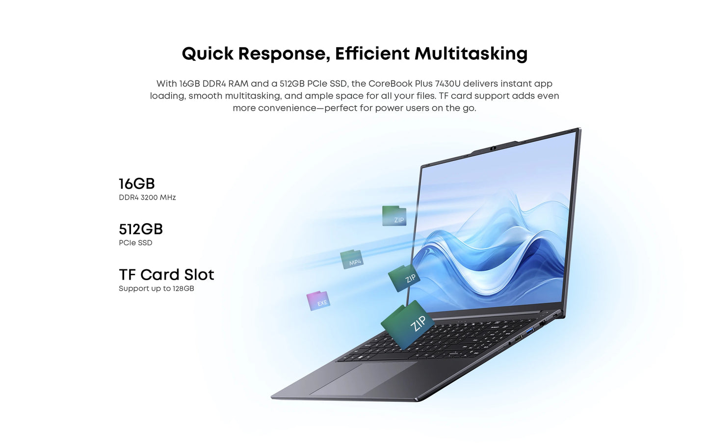 CHUWI CoreBook Plus Laptop 16inch FHD Screen R5-7430U 6 Cores Gaming Laptop 16GB RAM 512GB SSD Metal Body Notebook With Cooler