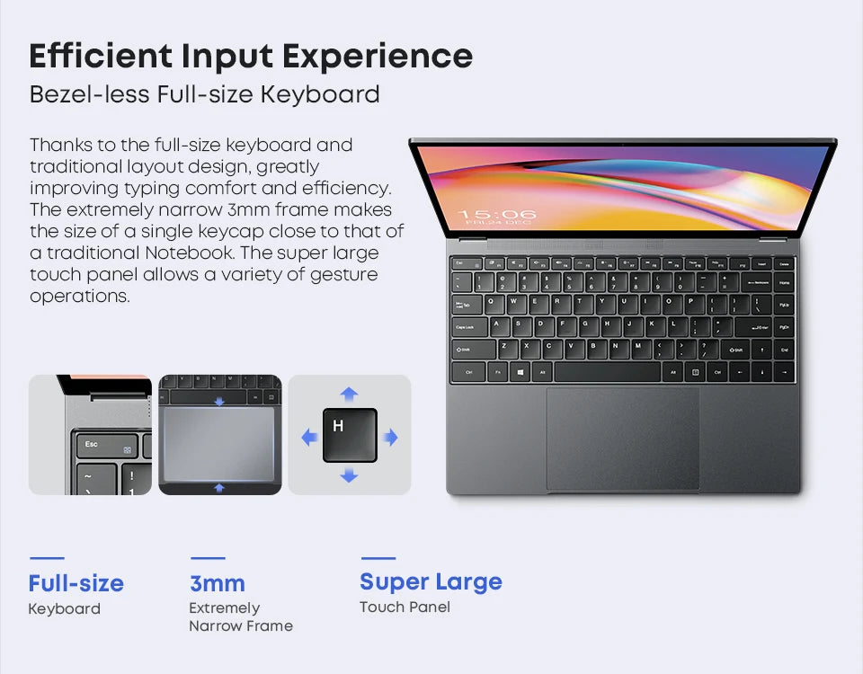 CHUWI FreeBook Laptop i3-1215U / N150 Processor 13.5" IPS Screen 2 In 1 Laptop Tablet PC 12GB RAM 512GB SSD Support Stylus