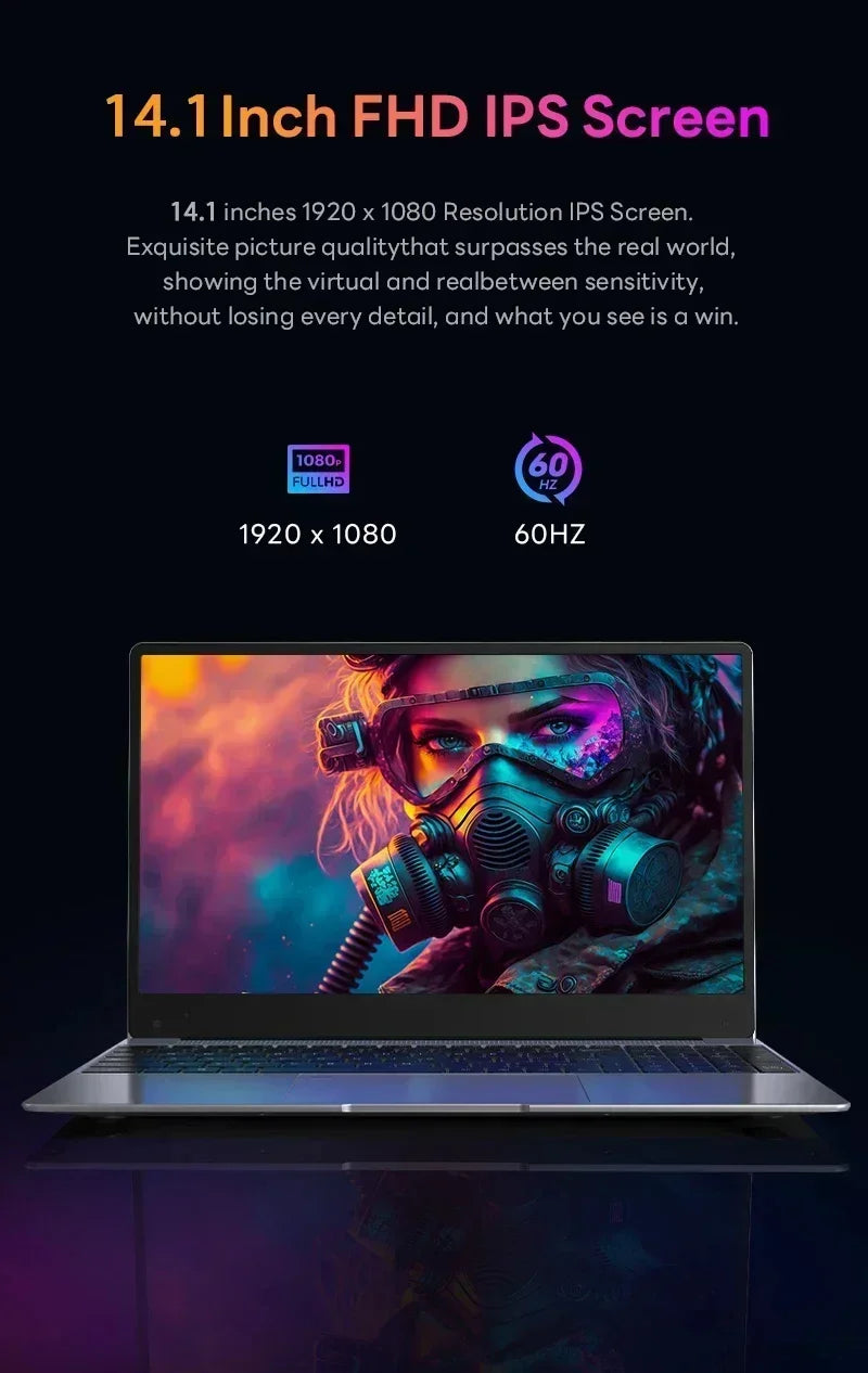 LENO HOT 14.1" Laptop Intel Core i7 8650U 32GB 2TB Windows 11 Gaming Computer PC Gamer office Ultra Slim Notebook 1920*1080 HD