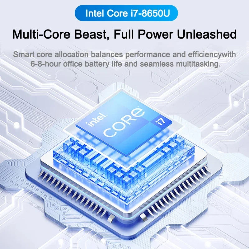 LENO HOT 14.1" Laptop Intel Core i7 8650U 32GB 2TB Windows 11 Gaming Computer PC Gamer office Ultra Slim Notebook 1920*1080 HD